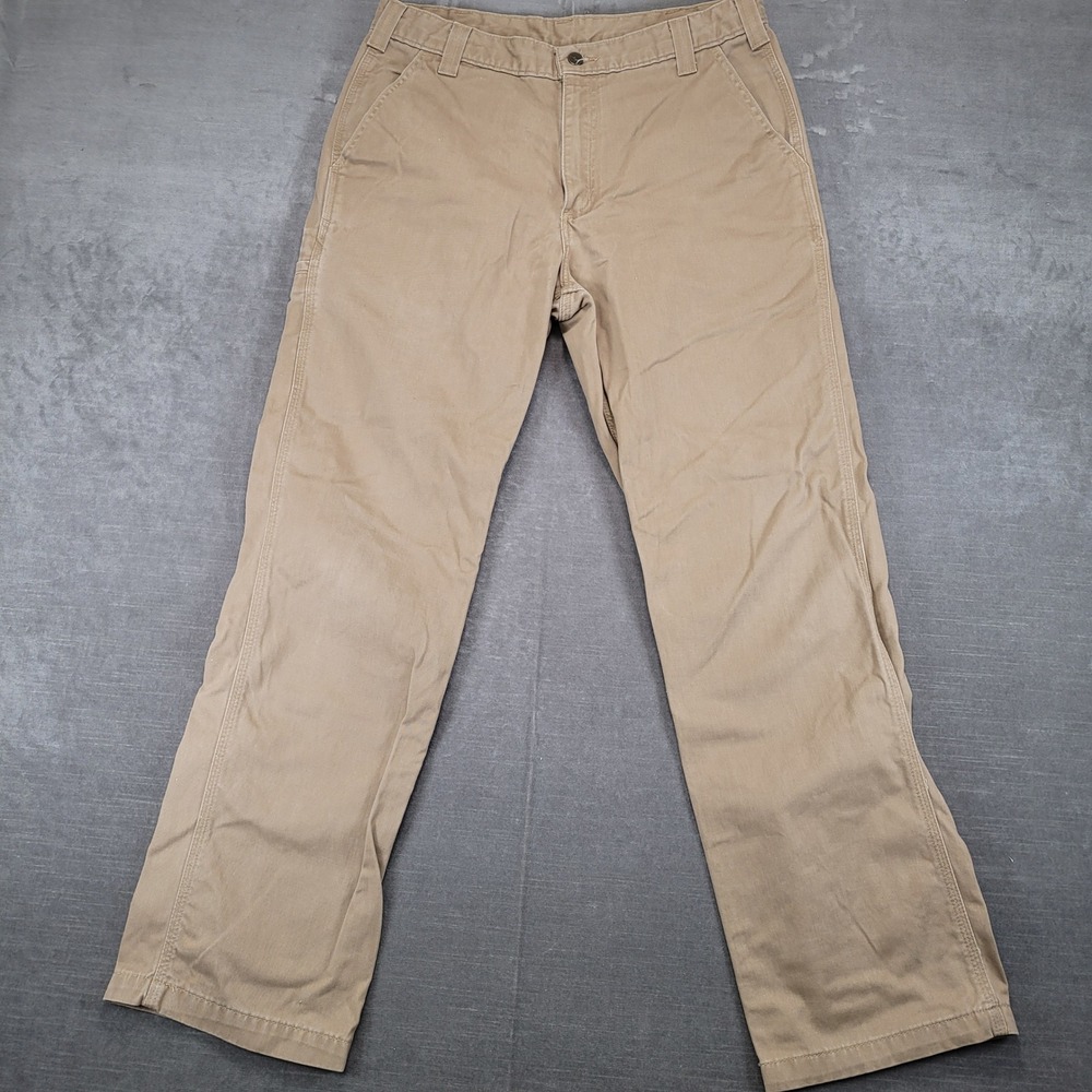 Carhartt Work Pants Cotton Canvas Carpenter Utility Khaki Pants 34x32